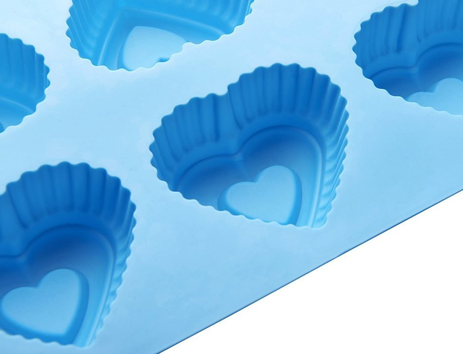 Chefaith 2 Pcs 6-Cup Silicone Muffin / Cupcake Baking Pan [Heart-Shaped Baking Cups] - Non-Stick, Heat Resistant... N7