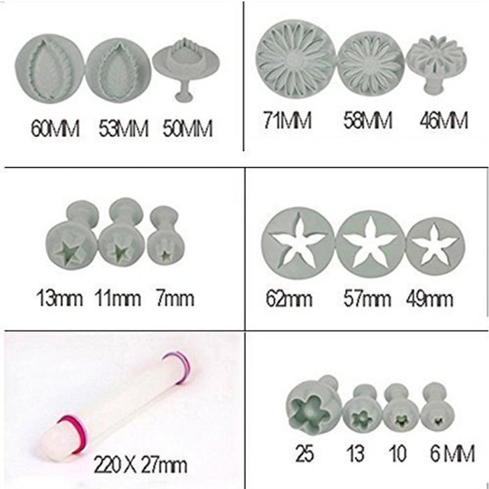 GTI Cake Tools 10 sets (33pcs) Flower Fondant Cake Sugarcraft Decorating Kit Cookie Mould Decration Tool Icing... N10