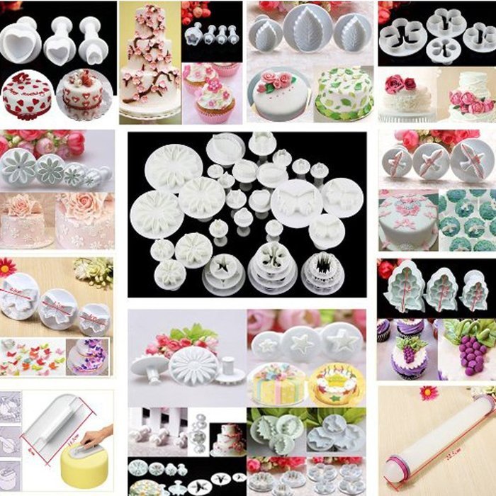 GTI Cake Tools 10 sets (33pcs) Flower Fondant Cake Sugarcraft Decorating Kit Cookie Mould Decration Tool Icing... N12