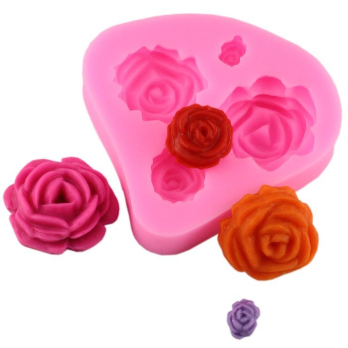 4 Size Roses Flower Silicone Fimo Chocolate Sugarcraft Fondant Molds N2