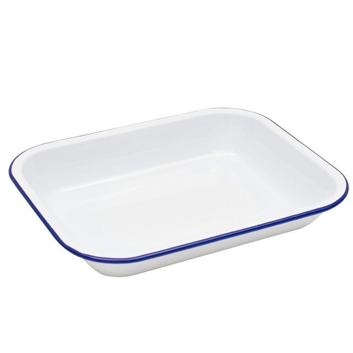 Enamelware Small Roasting Pan - Red Marble N5