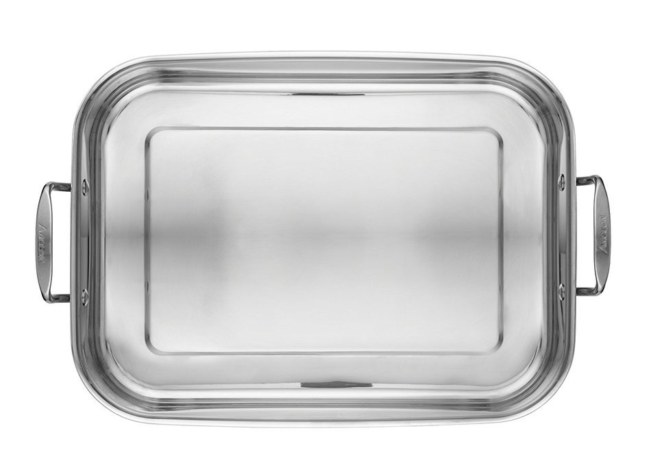 Anolon Tri-Ply Clad Stainless Steel 17-Inch by 12-1/2-Inch Large Rectangular Roaster with Nonstick Rack N5