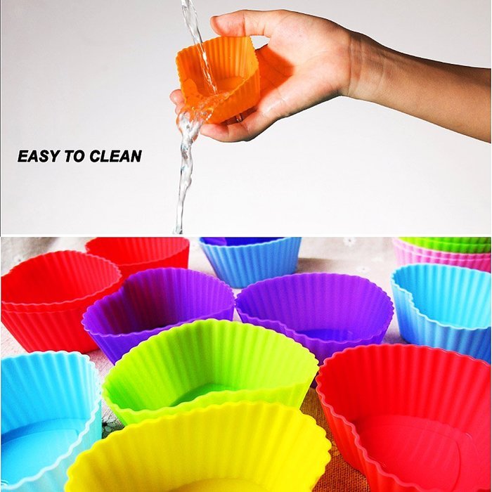 Silicone Baking Cups - DefenderX Non-Stick Cupcake and Muffin Baking Cup ,12 Pcs,Contains NO BPA - Blue,Green,... N6