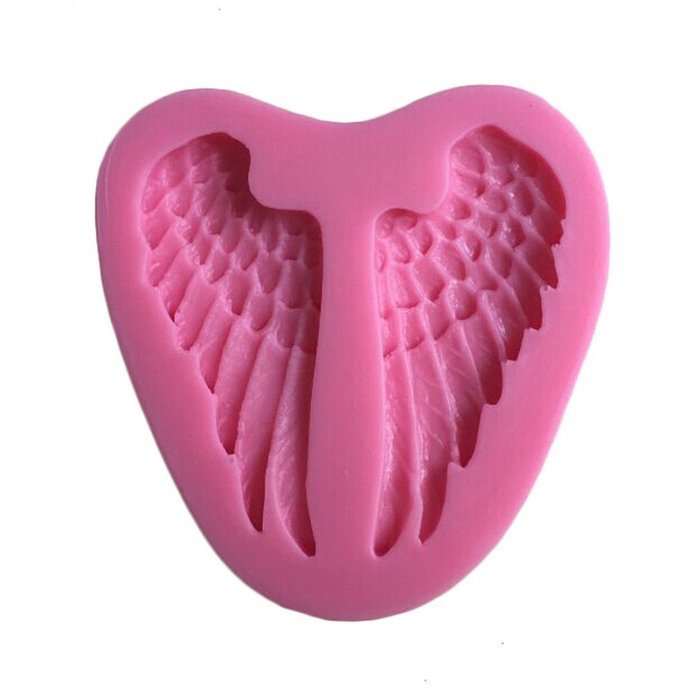 FLY 2PCS Sleeping Baby And Angel Wing Types Silicone Cake Mold,Pink N2