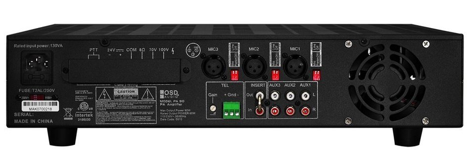 OSD Audio PA-90; Commercial 70V/100V/8 ohm Mono Integrated Amplifier/Mixer with 7 Inputs (3 Mic, 1 Telephone &... N2