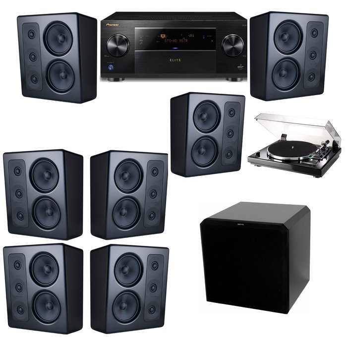 M&K Sound MP300 Monitor Speaker 7.1 Thorens TD-240-2 HRS12 Pioneer Elite SC-89