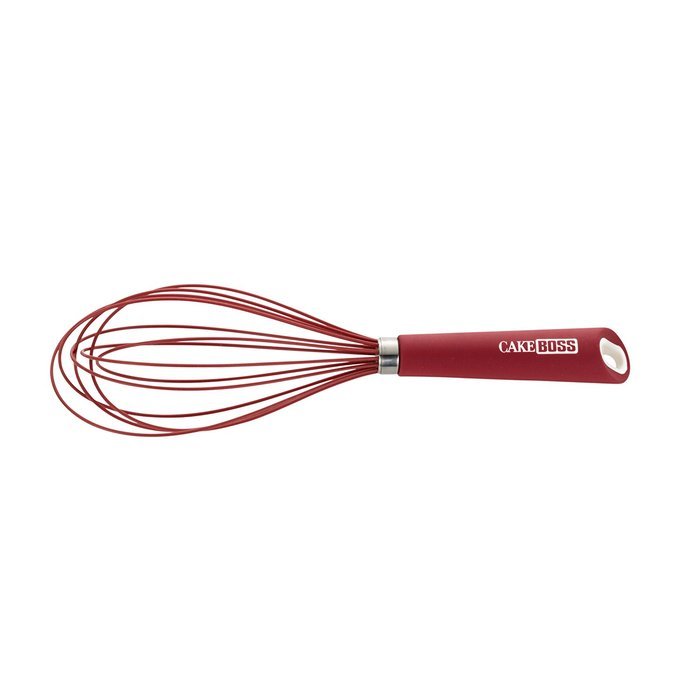 Cake Boss Stainless Steel Tools and Gadgets Balloon Whisk with Silicone Overmold, 10-Inch, Red N3