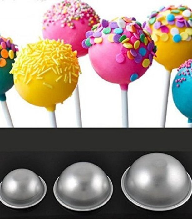 2pcs/set 3D Aluminum Half Ball Sphere Bath Bomb Cake Pan Tin Baking Mold Pastry Mould 6.5cm Dia N4