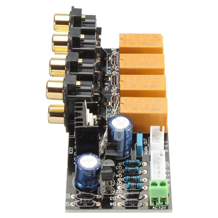 ELEGIANT 9-15V Audio Input 4-Channel Stereo Audio Signals Select Relay Board/Signal Switching Amplifier Board... N6