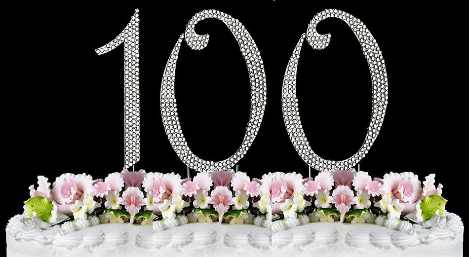 Rhinestone Cake Topper Number 100