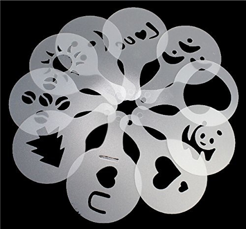 Yinyol Coffee Stencil Cappuccino Barista Plastic Decorating Food Pastry Stencil (16 Piece) N2