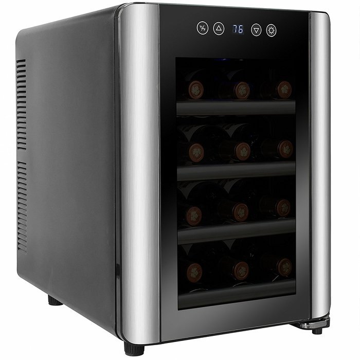 AKDY&reg; 12 Bottles Single Zone Thermoelectric Touch Control Stainless Steel Finish Electric Wine Cooler Cellar N2