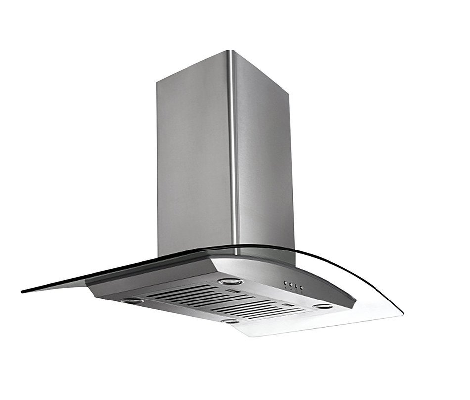Ancona IGCP430 Island-Mounted Glass Canopy Style Convertible Range Hood, 30-Inch, Stainless Steel N2