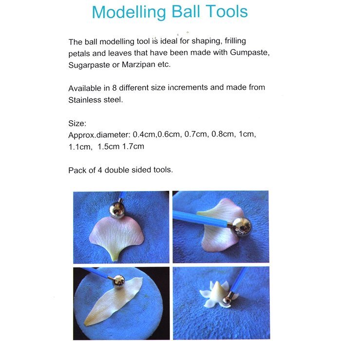 COSMOS Set of 4 Metal Ball DIY Cake Fondant gumpaste Decorating Modeling Tools N4