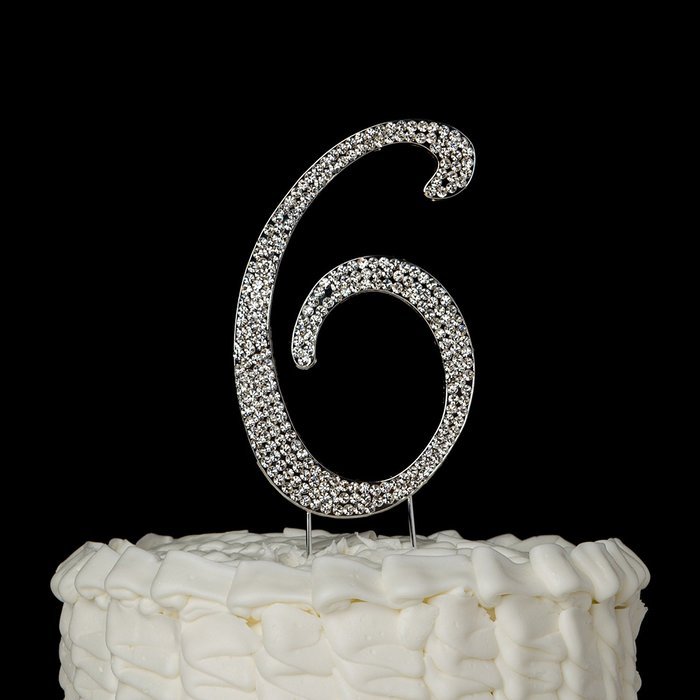 Number 7 Cake Topper, Birthday or Anniversary Party Decoration, Rhinestone Metal Top (7) N22