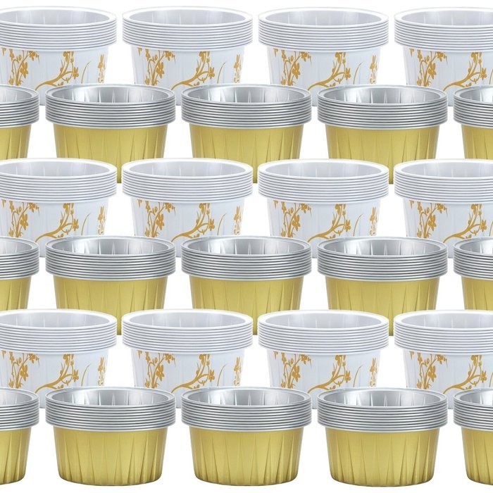 360 Decorative 2.5&rdquo; Aluminum Baking Cups Bulk Gold Ramekin Dishes