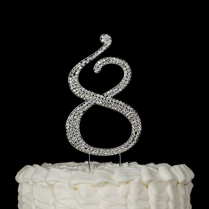 Number 7 Cake Topper, Birthday or Anniversary Party Decoration, Rhinestone Metal Top (7) N24