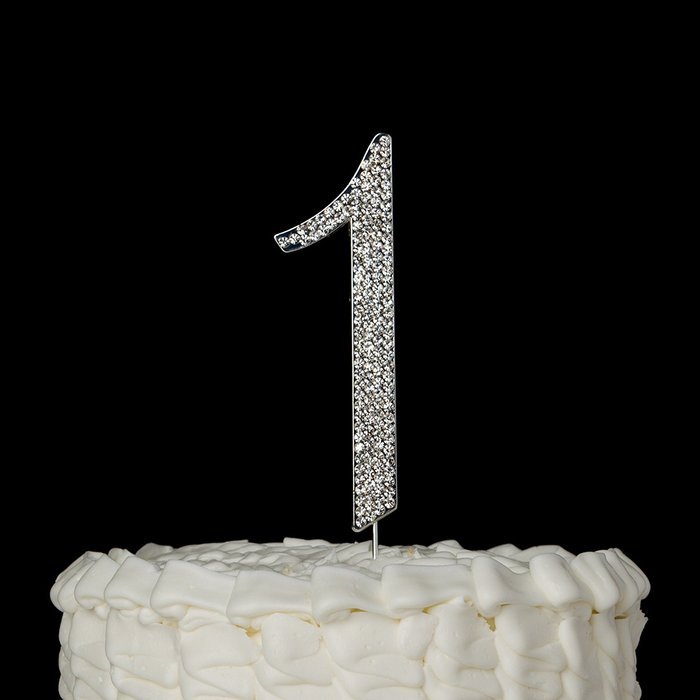 Number 7 Cake Topper, Birthday or Anniversary Party Decoration, Rhinestone Metal Top (7) N25