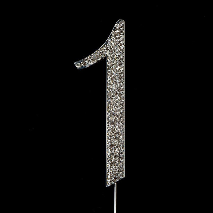 Number 7 Cake Topper, Birthday or Anniversary Party Decoration, Rhinestone Metal Top (7) N27