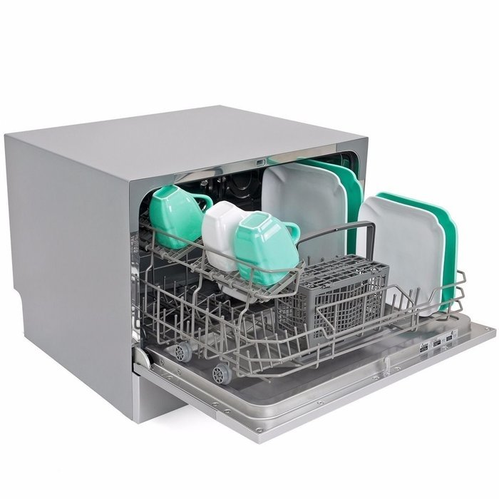 Kissemoji Countertop Dishwasher Silver Portable Compact Energy Star Apartment Dish Washer N5