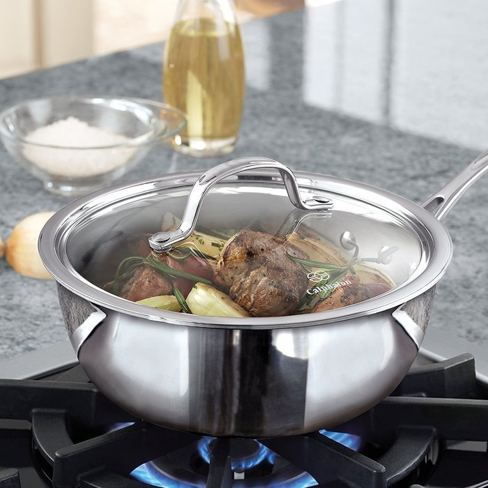 Calphalon Tri-Ply Stainless Steel 14-Inch Roaster with Rack and Lifters N31