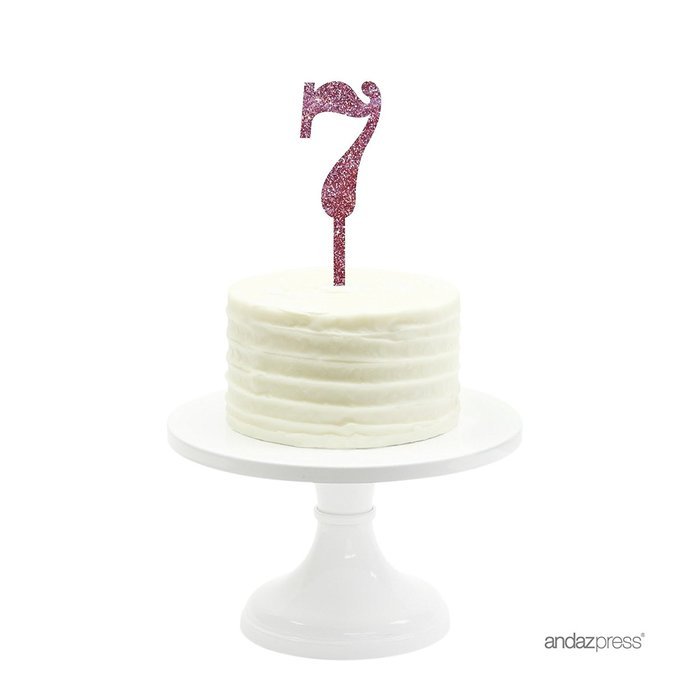 Andaz Press 5th Birthday and Anniversary Acrylic Cake Toppers, Pink Glitter, Number 5, 1-Pack N123