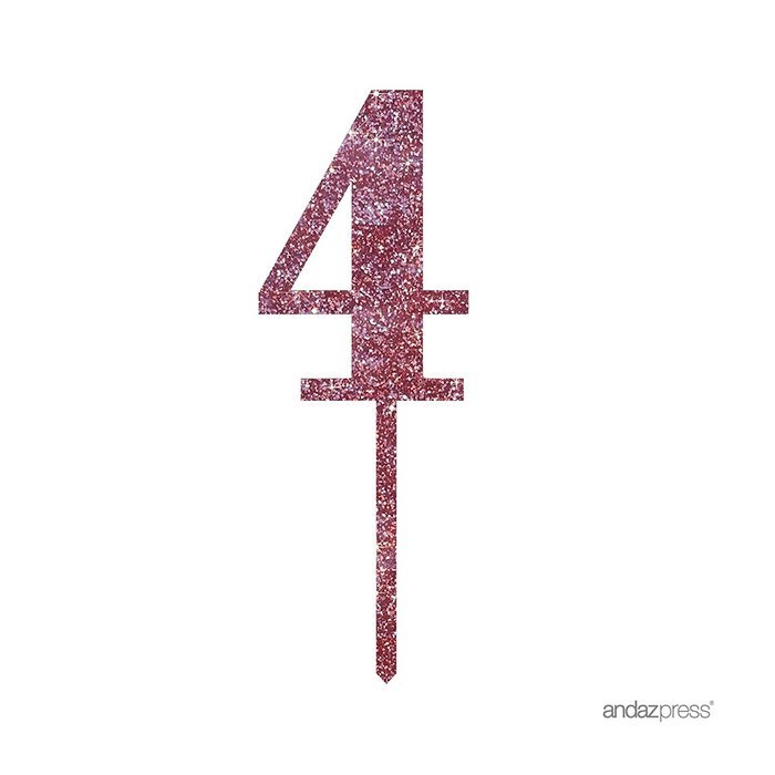 Andaz Press 5th Birthday and Anniversary Acrylic Cake Toppers, Pink Glitter, Number 5, 1-Pack N124