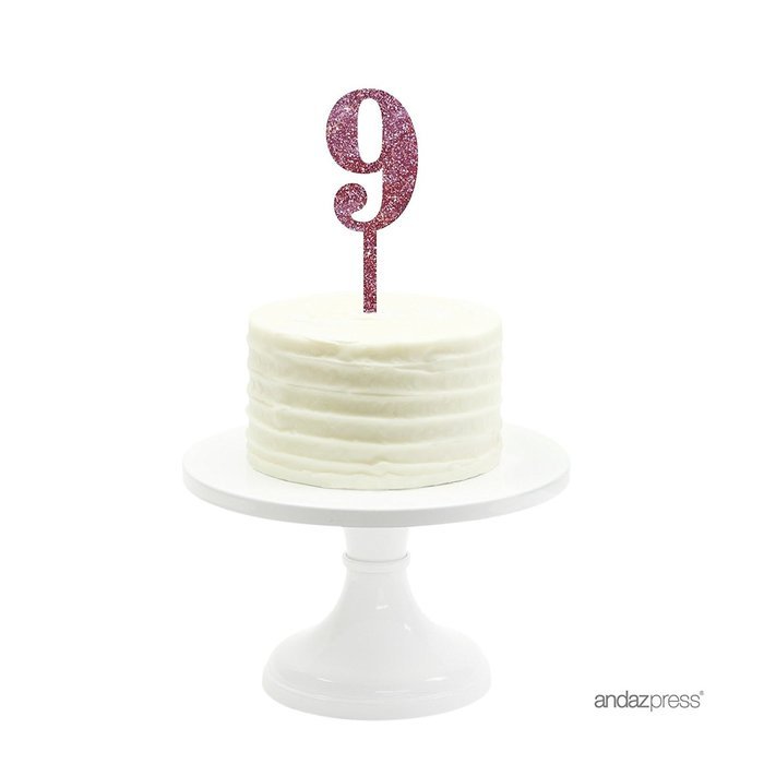 Andaz Press 5th Birthday and Anniversary Acrylic Cake Toppers, Pink Glitter, Number 5, 1-Pack N128