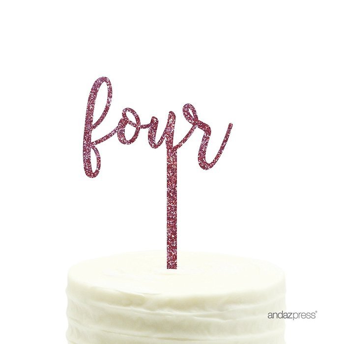 Andaz Press 5th Birthday and Anniversary Acrylic Cake Toppers, Pink Glitter, Number 5, 1-Pack N135