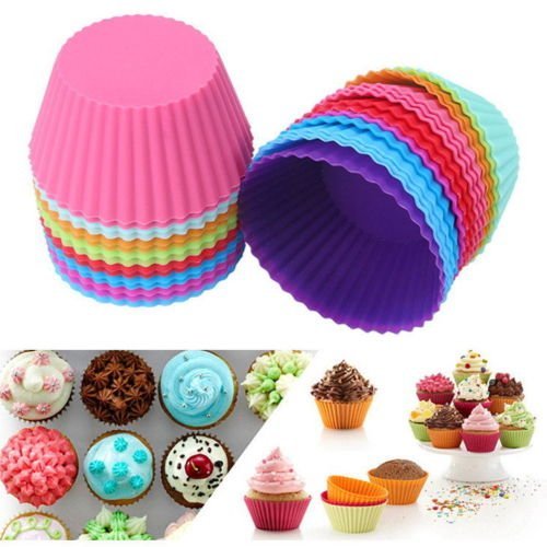 12PCS Soft Silicone Cake Muffin Chocolate Cupcake Bakeware Baking Cup Mold Mould