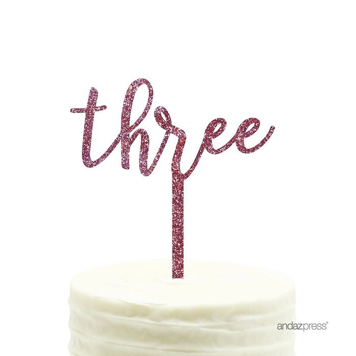 Andaz Press 5th Birthday and Anniversary Acrylic Cake Toppers, Pink Glitter, Number 5, 1-Pack N149