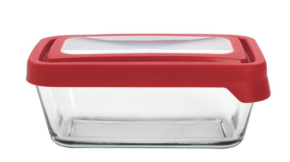 Anchor Hocking TrueSeal Rectangle Food Storage Container 6-Cup, Green Lid N11