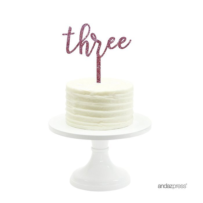 Andaz Press 5th Birthday and Anniversary Acrylic Cake Toppers, Pink Glitter, Number 5, 1-Pack N150