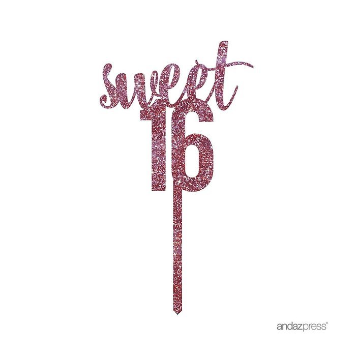 Andaz Press 5th Birthday and Anniversary Acrylic Cake Toppers, Pink Glitter, Number 5, 1-Pack N154