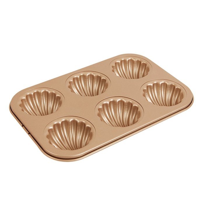 MyLifeUNIT 6 Cups Scallop Shaped Madeleine Pan, Non-Stick Carbon Steel Madeleine Mold N3