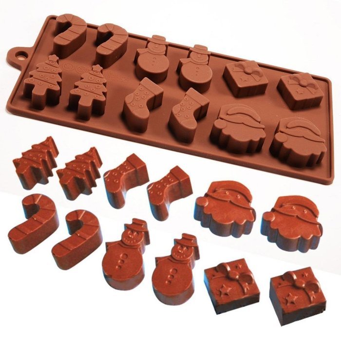 Eshock Chrismas Shape Chocolate Cake Jelly Ice Silicone Fondant Mold / Baking Mould N3