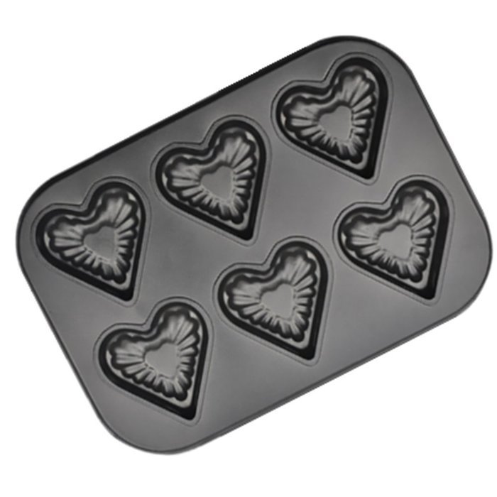 Fluted 6-Cavity Non-Stick Pan, Heart Shape N3