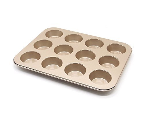 Astra shop Preferred Non-stick 12-Cup Muffin Pan Cupcake Baking Tray, Champagne Gold N2