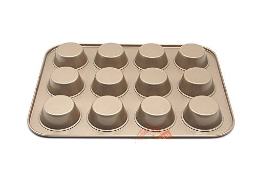 Astra shop Preferred Non-stick 12-Cup Muffin Pan Cupcake Baking Tray, Champagne Gold N3