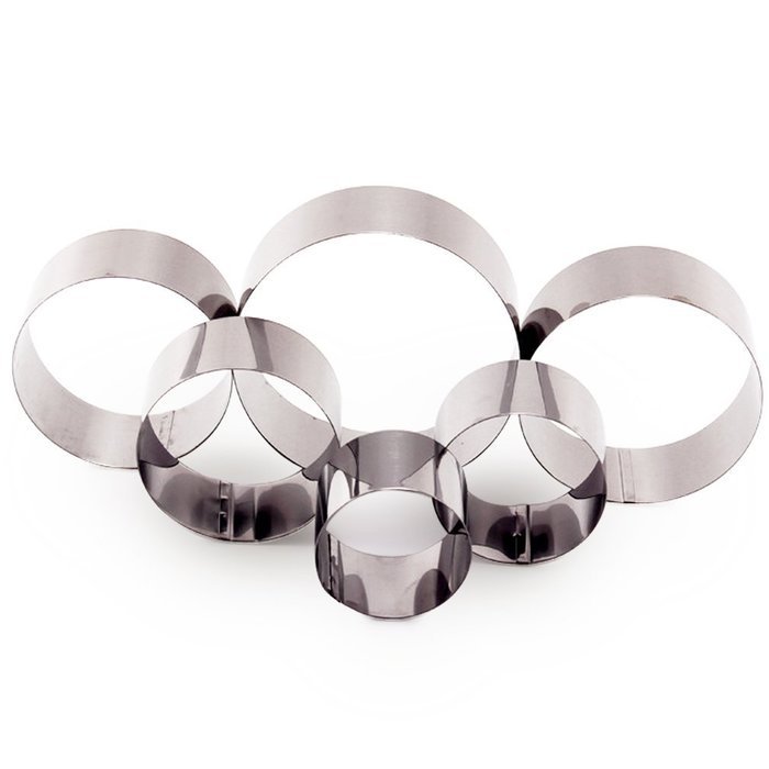 Aprince Set of 6 Stainless Steel Cake Mousse Molld Cake Baking Cake Decor Molds Ring (Round Set) N4