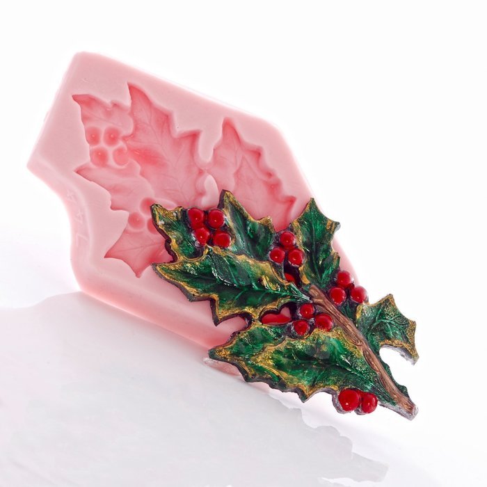 Holly Leaf Flexible Silicone Mold, Fondant, Candy, Chocolate, Food Safe, Polymer Clay, Resin Mold, Epoxy and so... N5