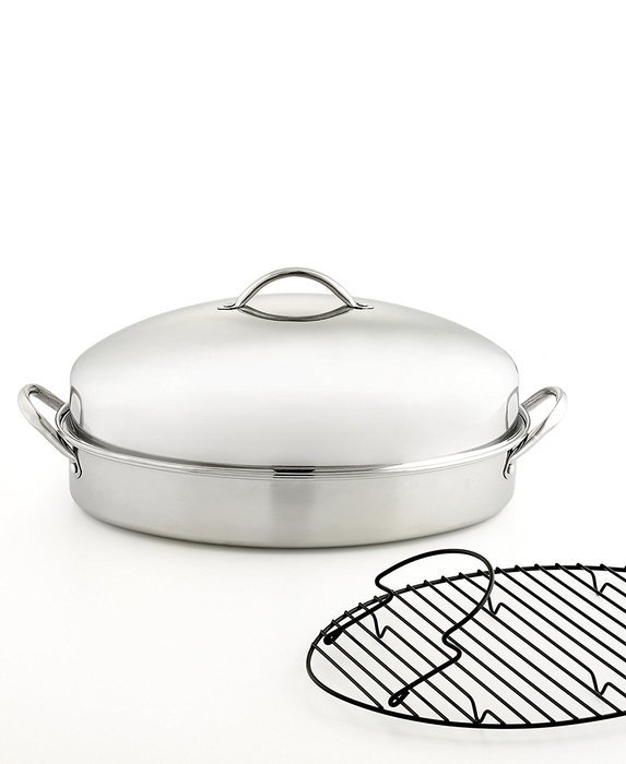 Martha Stewart Collection - Stainless Steel Covered Oval Roaster with Rack