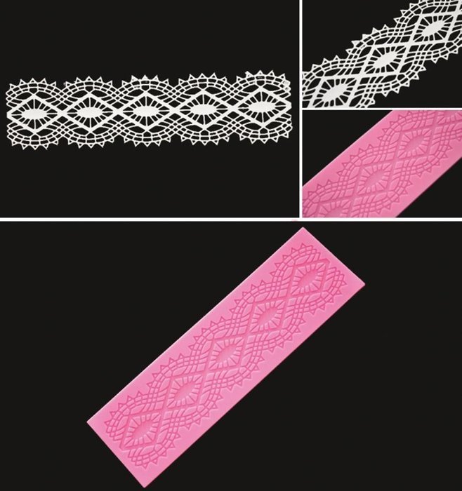 FOUR-C Cake Decoration Cake Lace Mould Silicone Mat for Sugar Craft Decorating Color Pink N3
