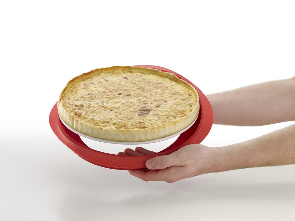Lekue 11-Inch Quiche Pan with Ceramic Removable Plate, Red N7