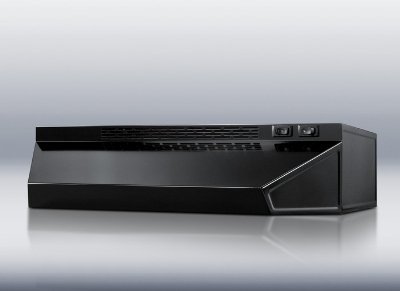 Summit Refrigeration H1620B Convertible Range Hood for Ducted or Ductless Use, 20 in Wide, Black, Each