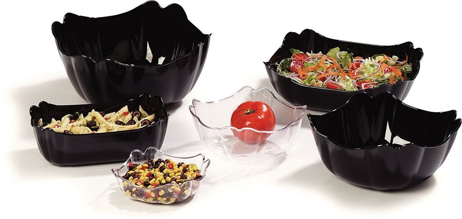 Carlisle 653103 Orchid Polycarbonate Deli Bowl, 1.6 qt. Capacity, 7.56 x 7.56 x 3.61", Black (Case of 12) N9