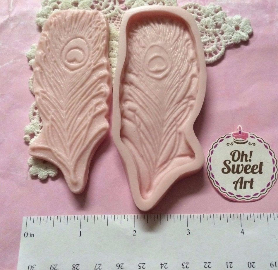 Peacock Feather Silicone Mold Cake Decorating Sugar Flower FDA Approved N2
