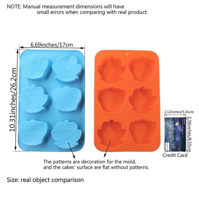 Cake Bread Molds, 2PCS YYP [6 Cavity Crown Shape Mold] Silicone Cake Bread Making Mold for Home Baking - Reusable... N5