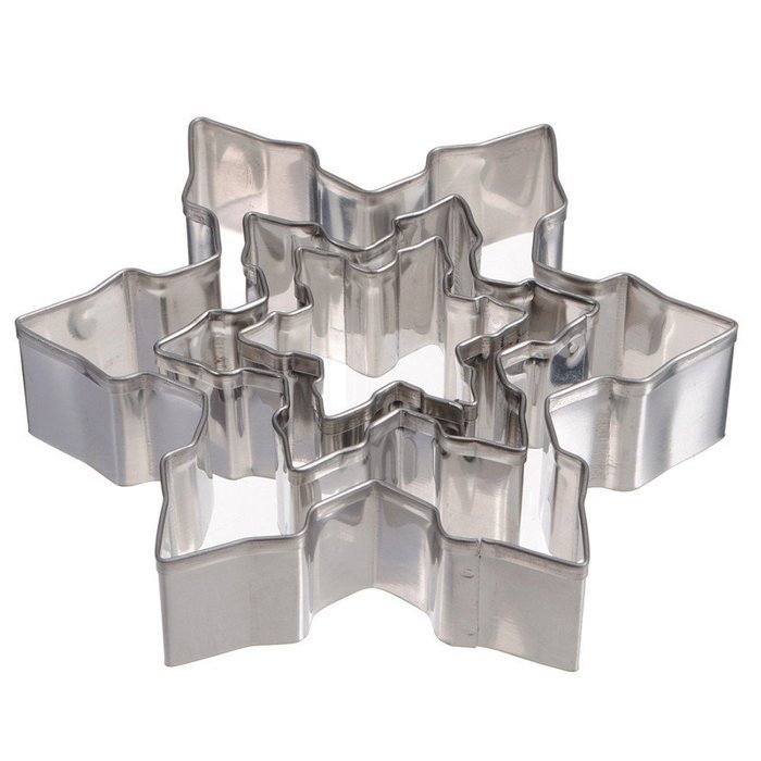 3 Pcs/Lot Snowflake Shape Cookie Cutter Stainless Steel Snow Form Cookie Mold Diy Fondant Chocolate Cake Decoration... N2