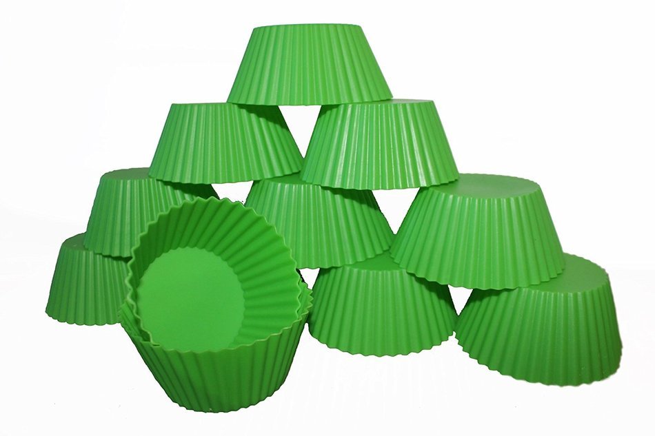 Green Baby Cakes Silicone Baking Cups/Cupcake Liners &ndash; Never Buy Paper Cups/Liners Again - Lifetime Guarantee! N9